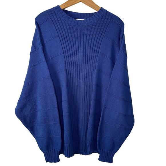 Claiborne Men's Blue Chunky Knit Classic Pullover Crew Neck Sweater Size L - Picture 1 of 4